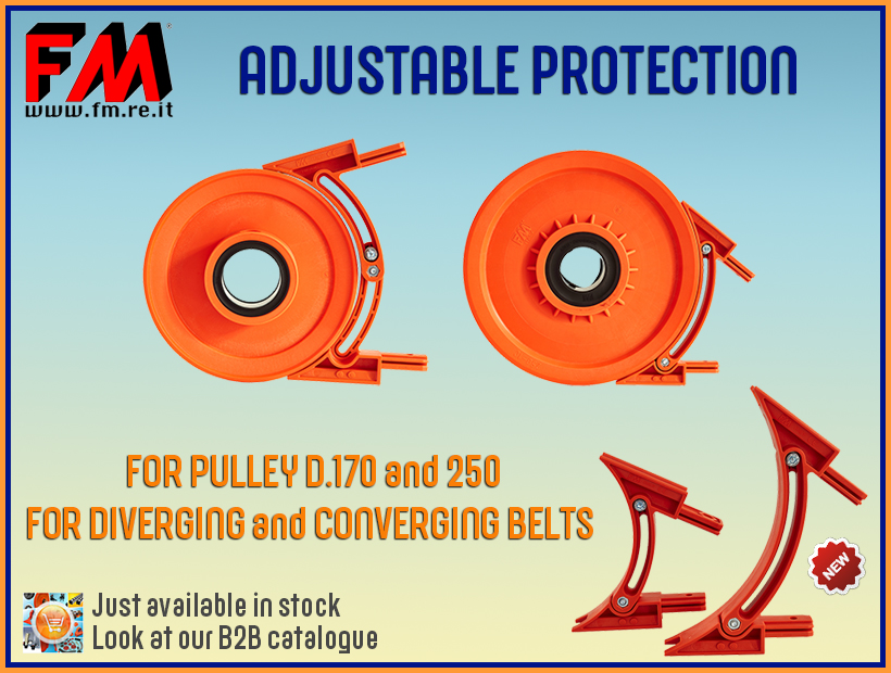 Adjustable protection for diverging and converging belts